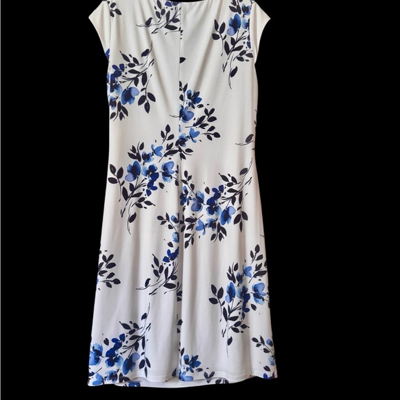 Lauren Ralph Lauren White and Blue Floral Midi Dress - Picture 3 of 5